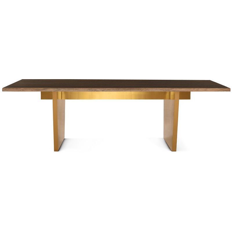 Aiden Seared Oak + Gold Live Edge Dining Table | Dining With Dining Tables In Seared Oak With Brass Detail (View 3 of 25)