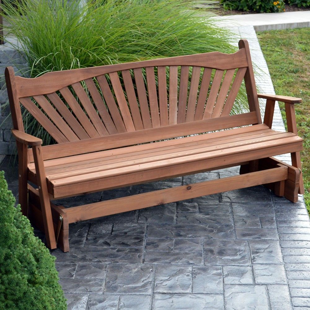 A&l Furniture Co. Fanback Red Cedar Porch Glider | My Front In Fanback Glider Benches (Photo 2 of 25)