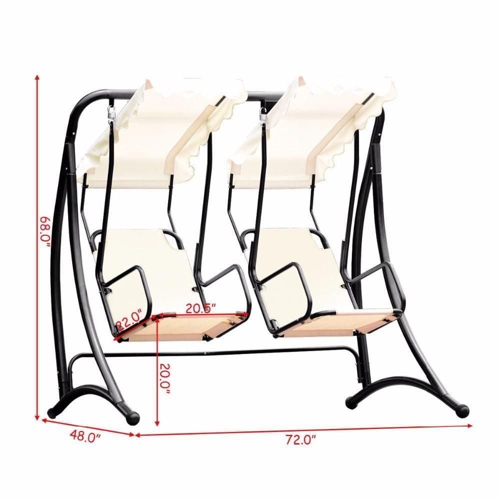Amazon : Tangkula Outdoor Patio Swing 2 Person Heavy Regarding 2 Person Hammock Porch Swing Patio Outdoor Hanging Loveseat Canopy Glider Swings (View 5 of 25)