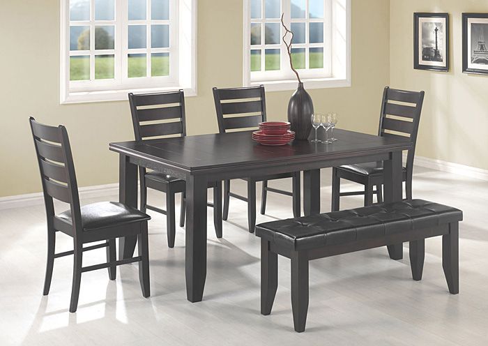 American Furniture Design Dining Table W/4 Side Chairs Inside Cappuccino Finish Wood Classic Casual Dining Tables (View 3 of 25)