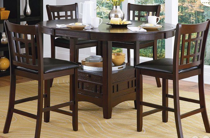 Araiza 5 Piece Counter Height Extendable Dining Set In 2019 Regarding Cappuccino Finish Wood Classic Casual Dining Tables (View 13 of 25)