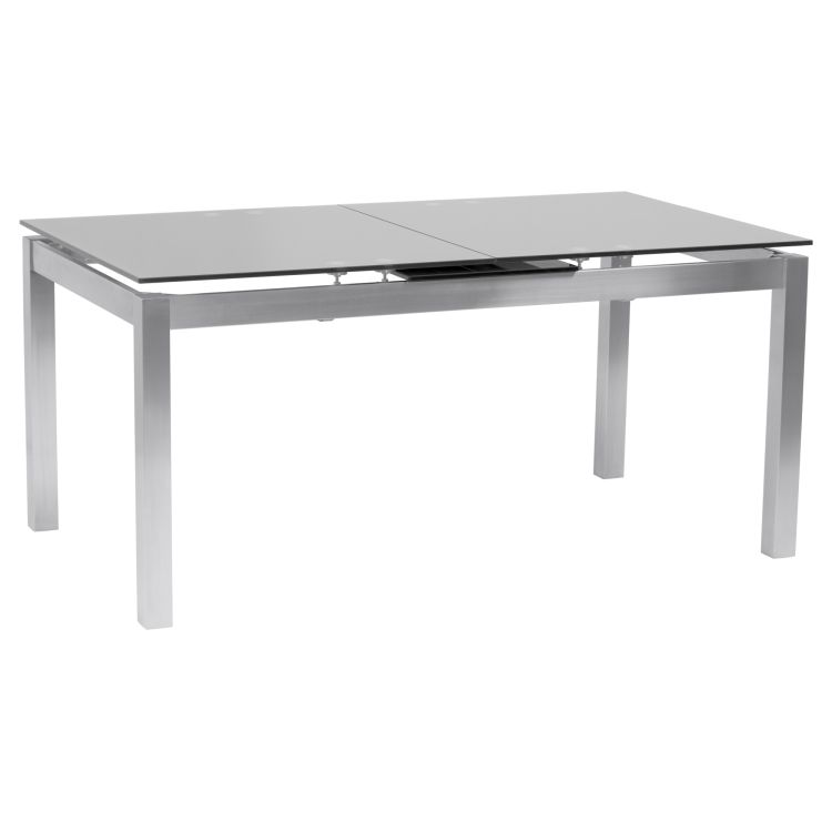 Armen Living Ivan Extension Dining Table In Brushed Inside Modern Glass Top Extension Dining Tables In Stainless (View 10 of 25)