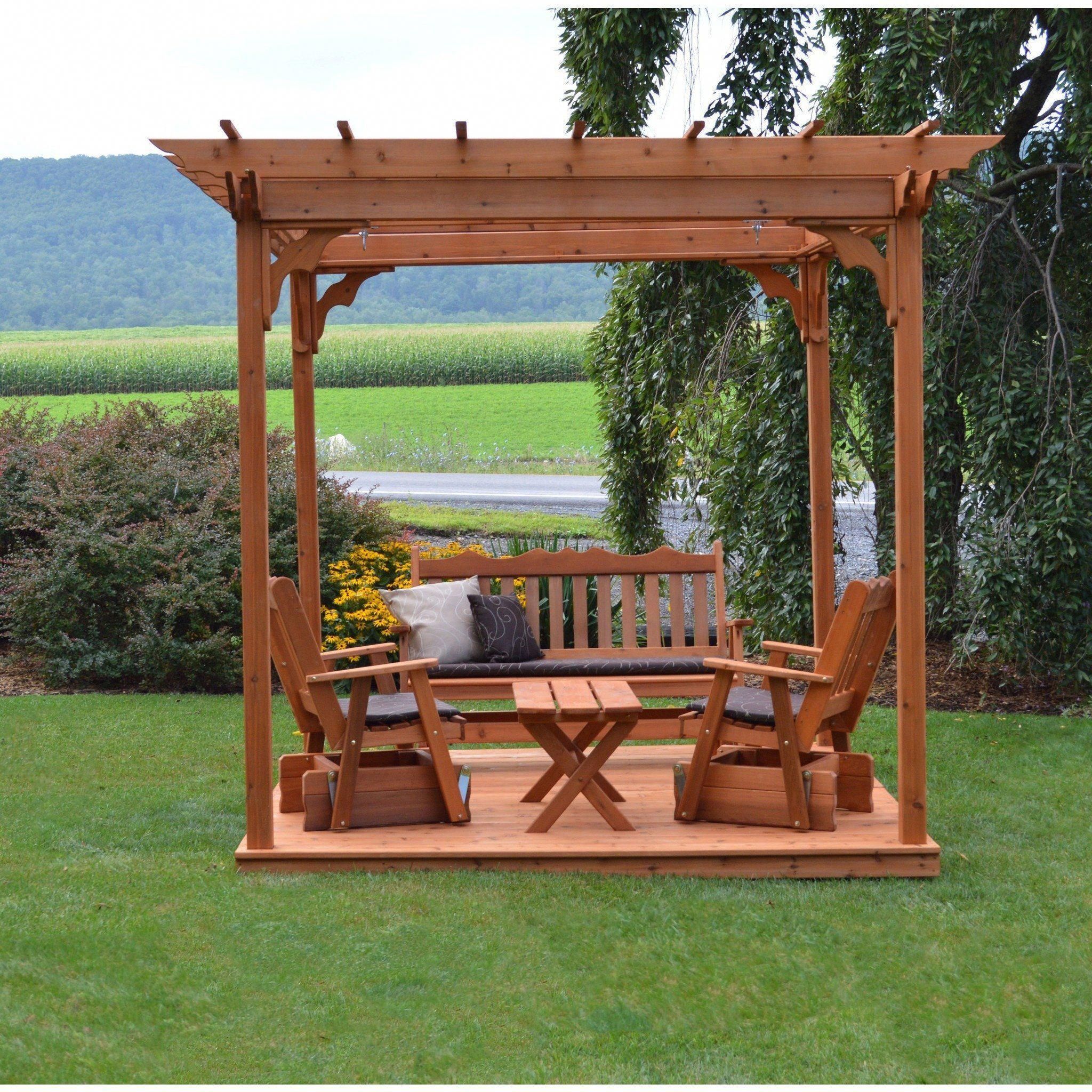 Backyard Discovery Deluxe 7 Ft. W X 5.5 Ft. D Solid Wood In A4 Ft Cedar Pergola Swings (Photo 8 of 25)