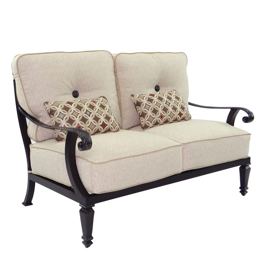 Bellagio Cushioned Loveseat | Castelle Furniture Outdoor For Padded Sling Loveseats With Cushions (View 19 of 25)