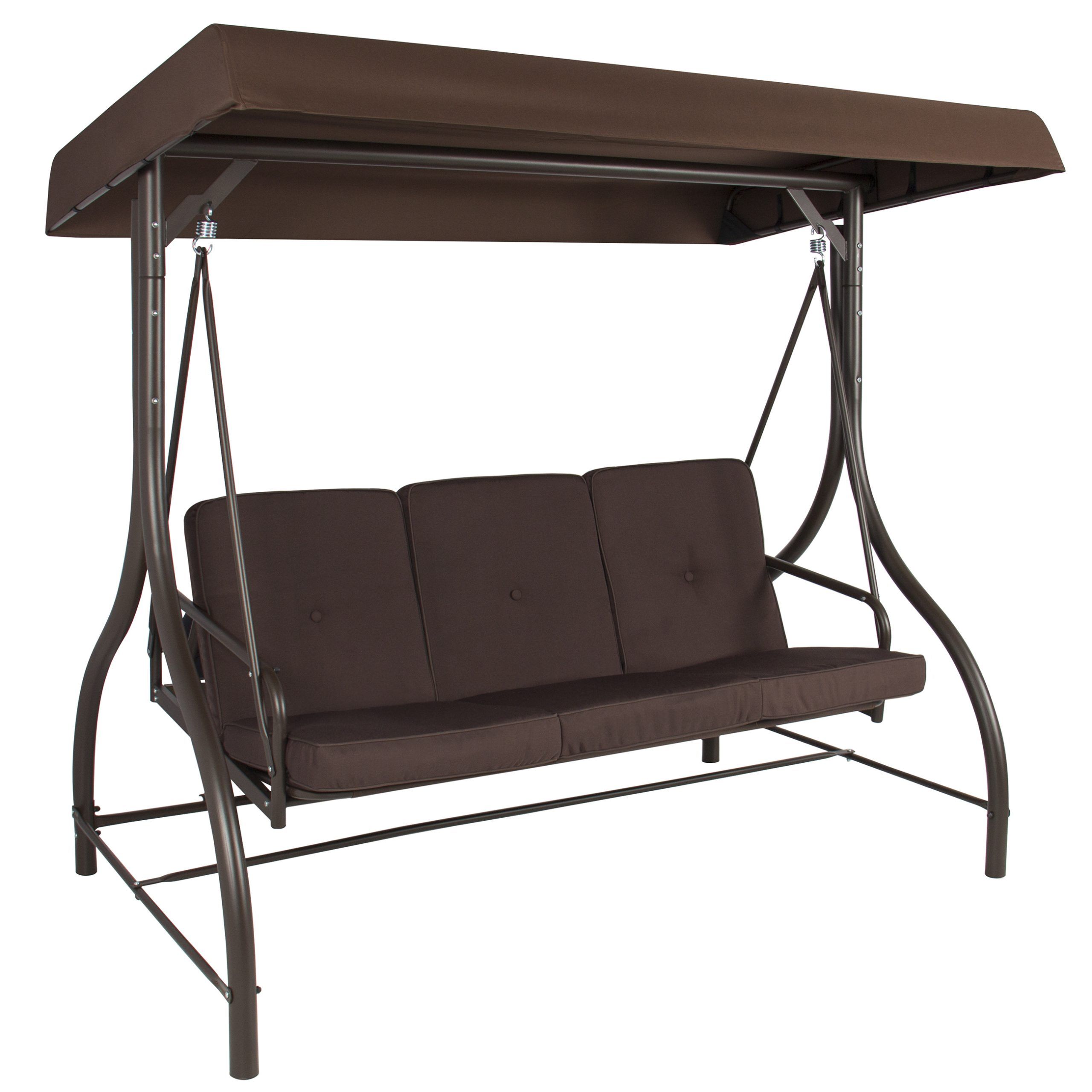 Best Choice Products 3 Person Canopy Swing – Brown – Walmart Intended For Canopy Porch Swings (Photo 6 of 25)