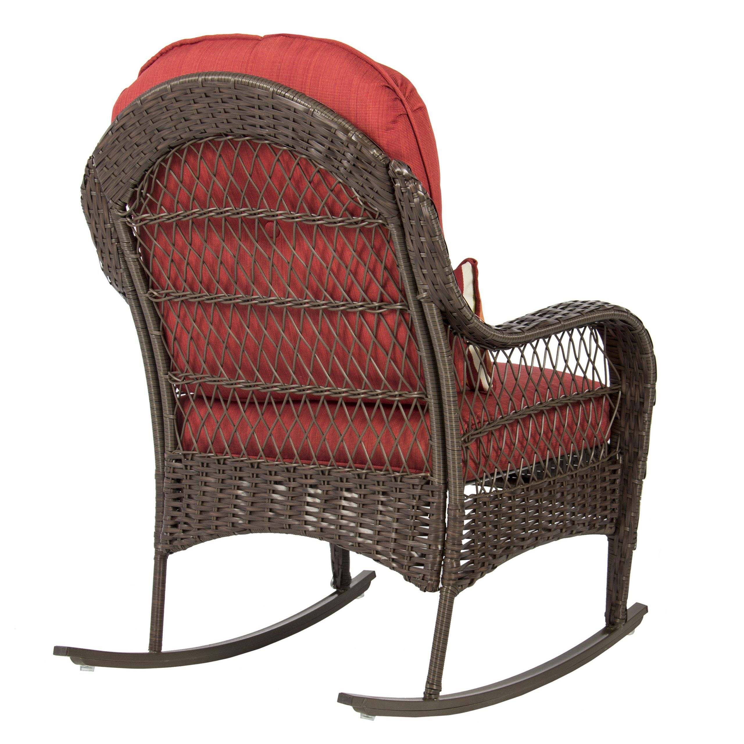 Best Choice Products Outdoor Wicker Patio Rocking Chair W With Rocking Benches With Cushions (Photo 16 of 25)