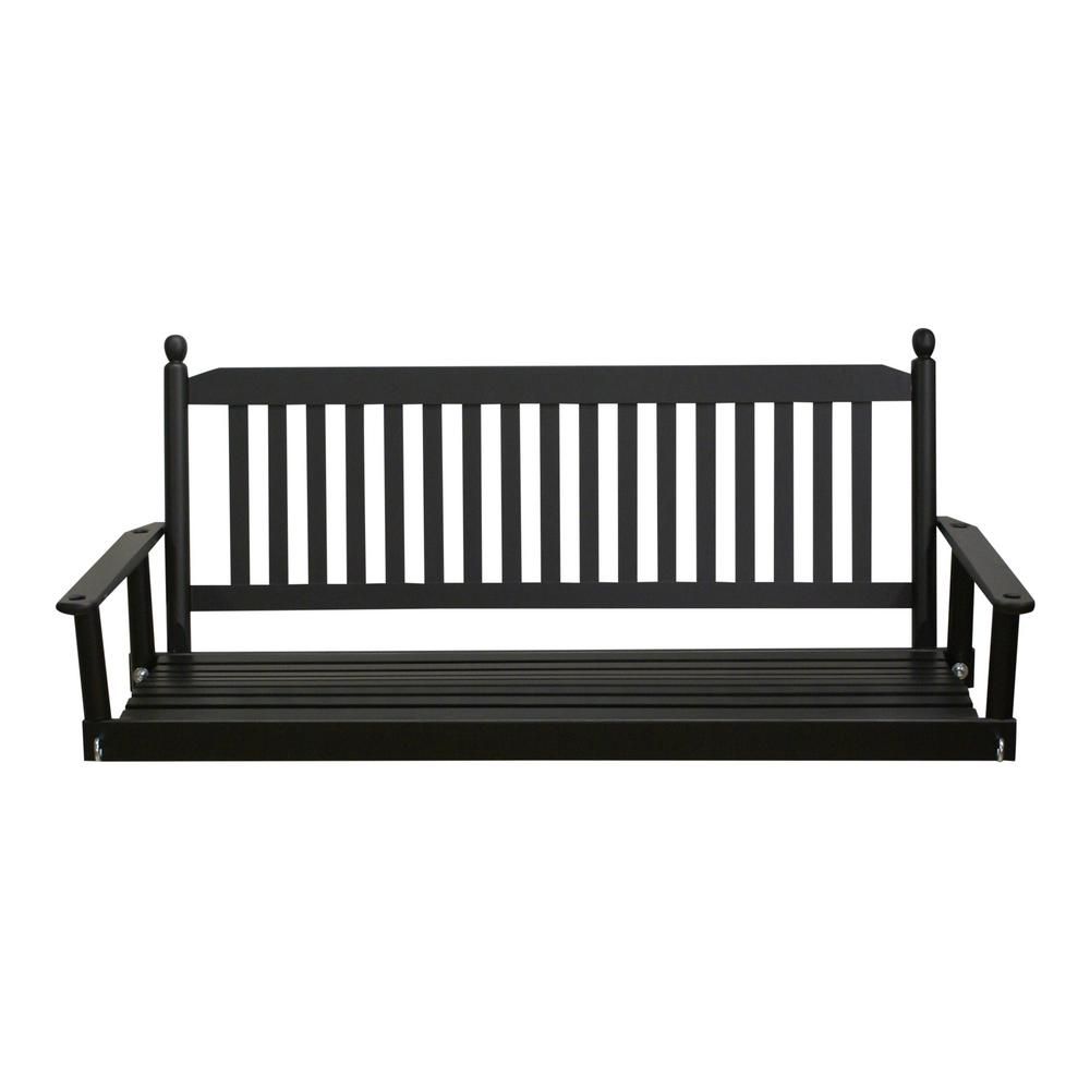 Black 5 Ft. Porch Patio Swing For Casual Thames Black Wood Porch Swings (Photo 5 of 25)