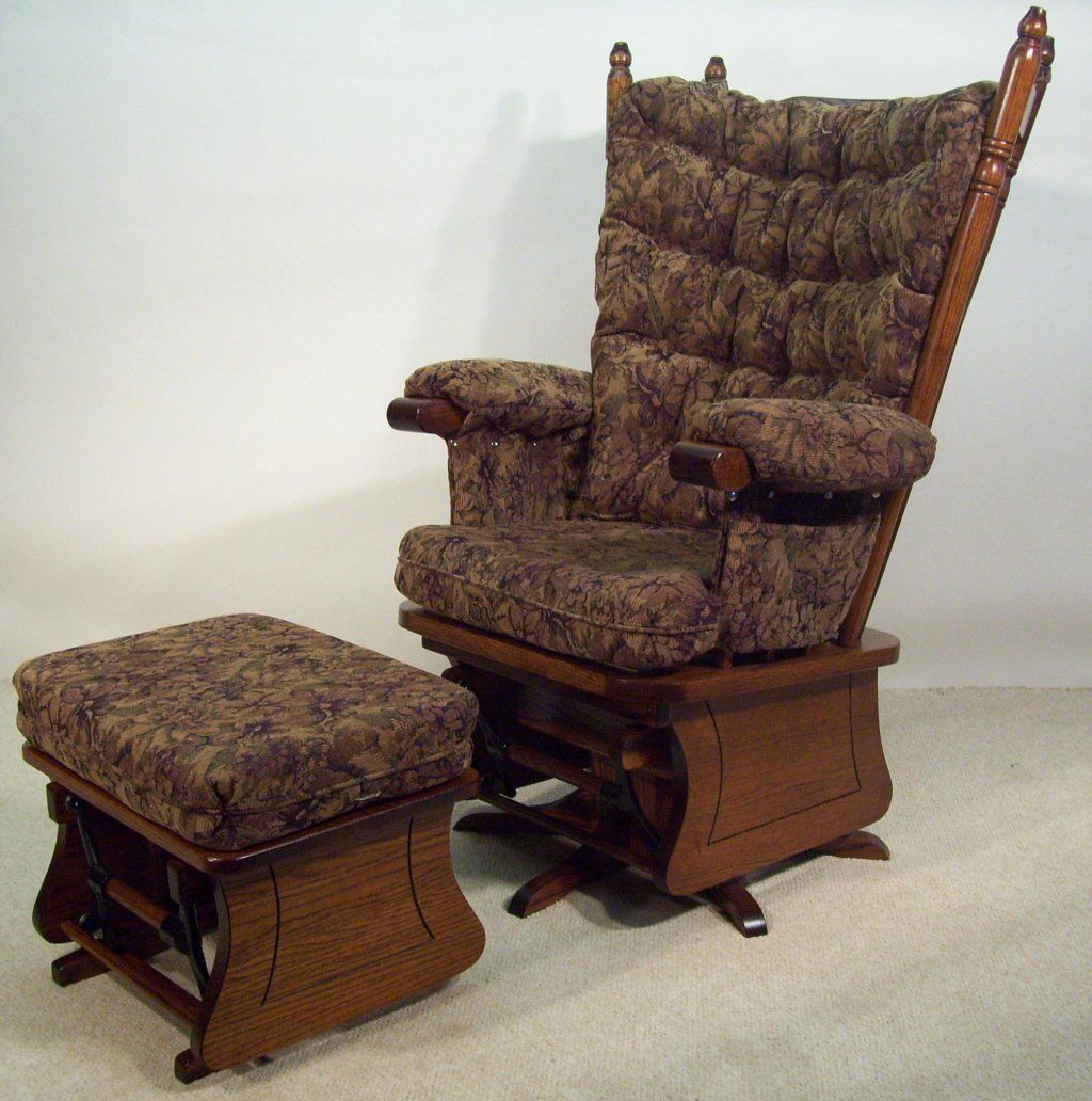 Brilliant Oak Glider Rocking Chair Amish Solid Rocker Intended For Rocking Glider Benches With Cushions (Photo 10 of 25)