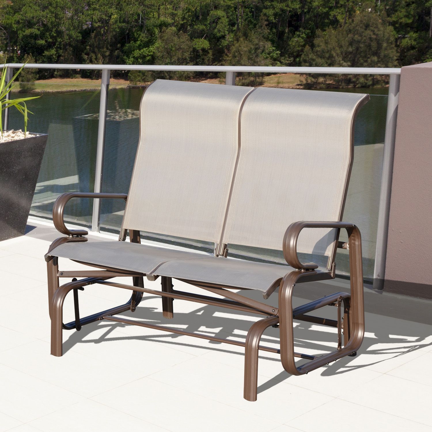 Cad $199.99 Outsunny Double Seat Glider Swing Lounger Garden In Indoor/outdoor Double Glider Benches (Photo 21 of 25)