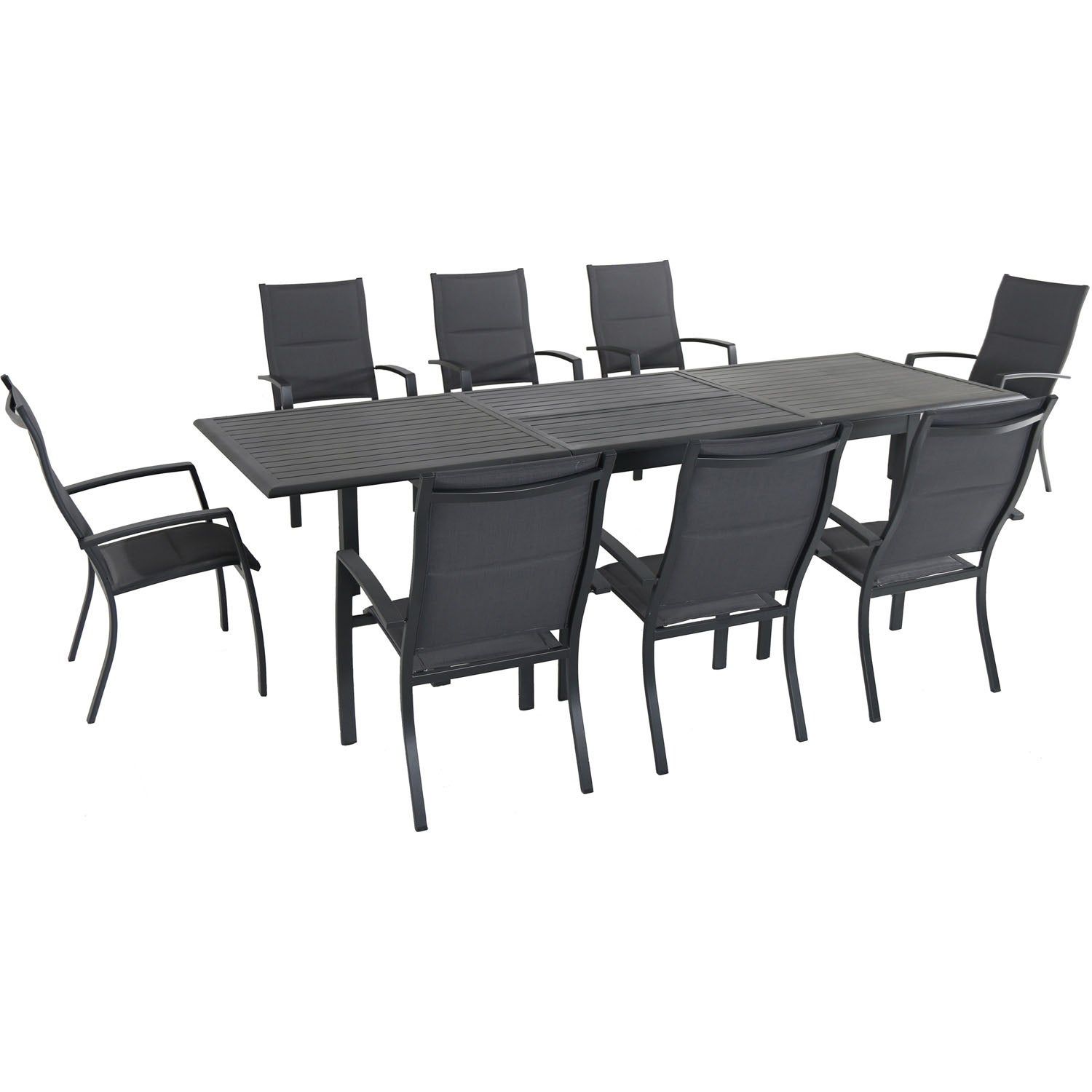 Cambridge Bryn 9 Piece Dining Set With 8 Padded Sling Chairs And An  Expandable 40" X 118" Table Throughout Padded Sling Loveseats With Cushions (View 15 of 25)