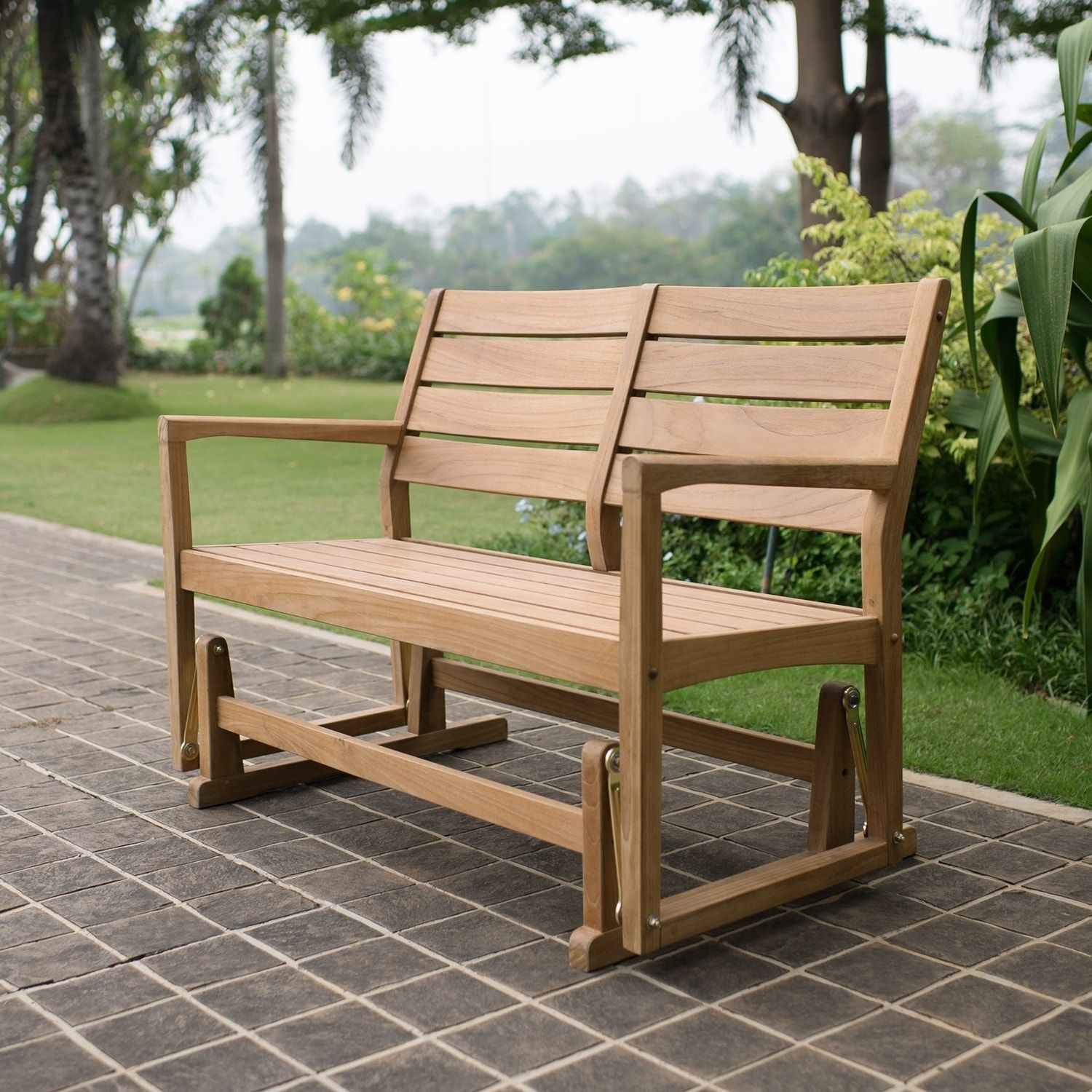 Cambridge Casual Andrea Teak Glider Bench – Walmart Within Teak Glider Benches (View 19 of 25)