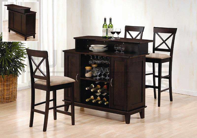Cappuccino Finish Solid Wood Bar, Wine Rack | Bar In Cappuccino Finish Wood Classic Casual Dining Tables (View 21 of 25)