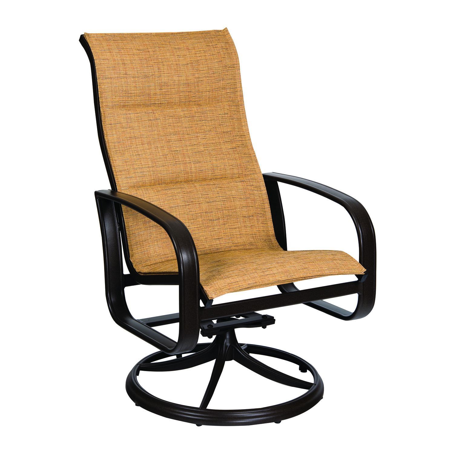 Cayman Isle Padded Sling High Back Swivel Rocking Dining Armchair With Padded Sling High Back Swivel Chairs (View 1 of 25)