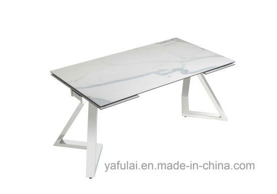 China Modern Extension Tempered Glass Ceramic Top Stainless Pertaining To Modern Glass Top Extension Dining Tables In Stainless (Photo 13 of 25)