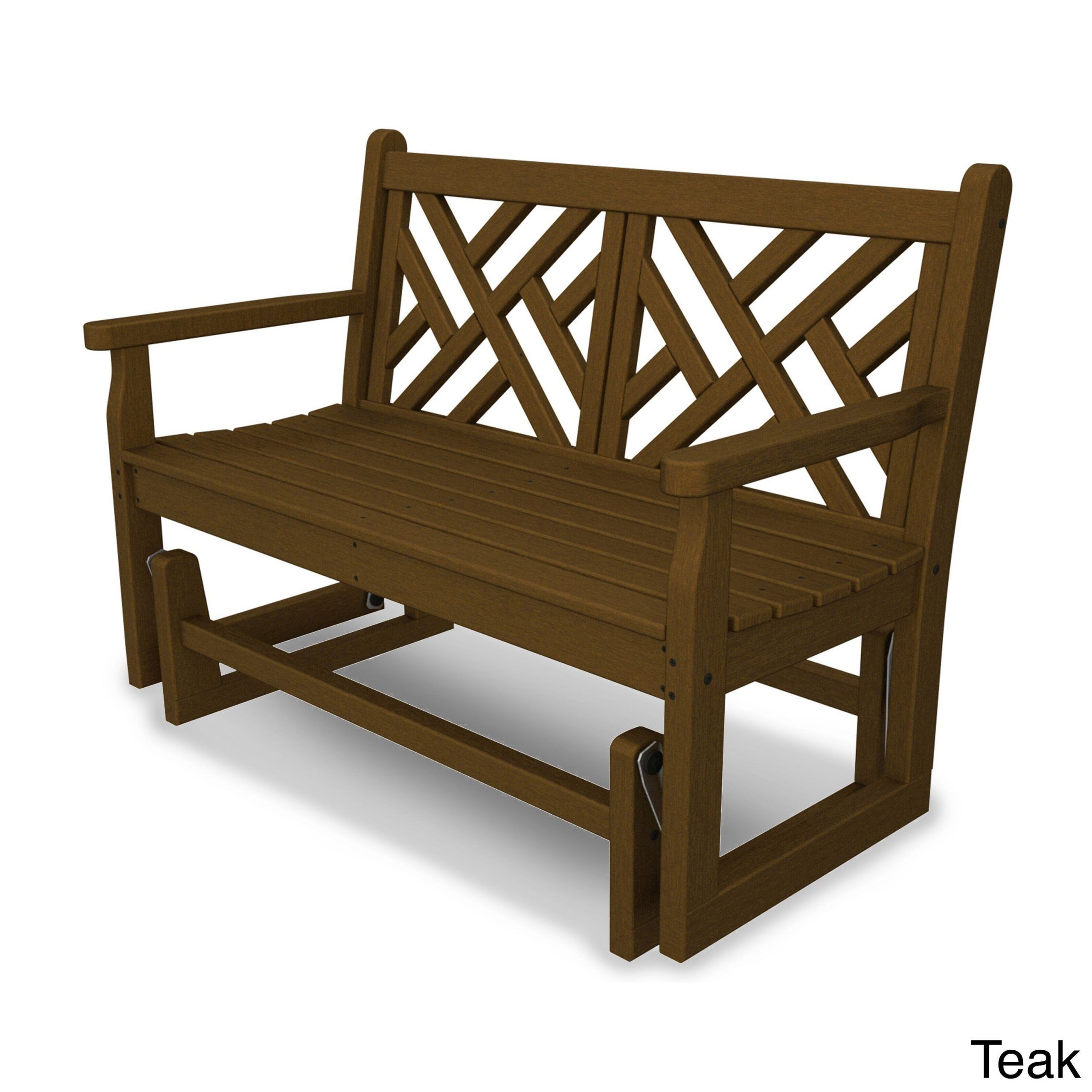 Chippendale Polywood Glider Bench (Teak), Brown, Patio With Regard To Teak Glider Benches (Photo 13 of 25)