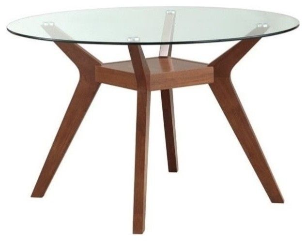 Coaster Paxton Round Glass Top Dining Table In Nutmeg Inside Round Glass Top Dining Tables (Photo 2 of 26)