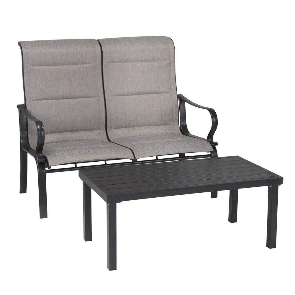Cosco "it's A Snap" 2Pk Padded Sling Motion Loveseat & Table Regarding Padded Sling Loveseats With Cushions (Photo 4 of 25)