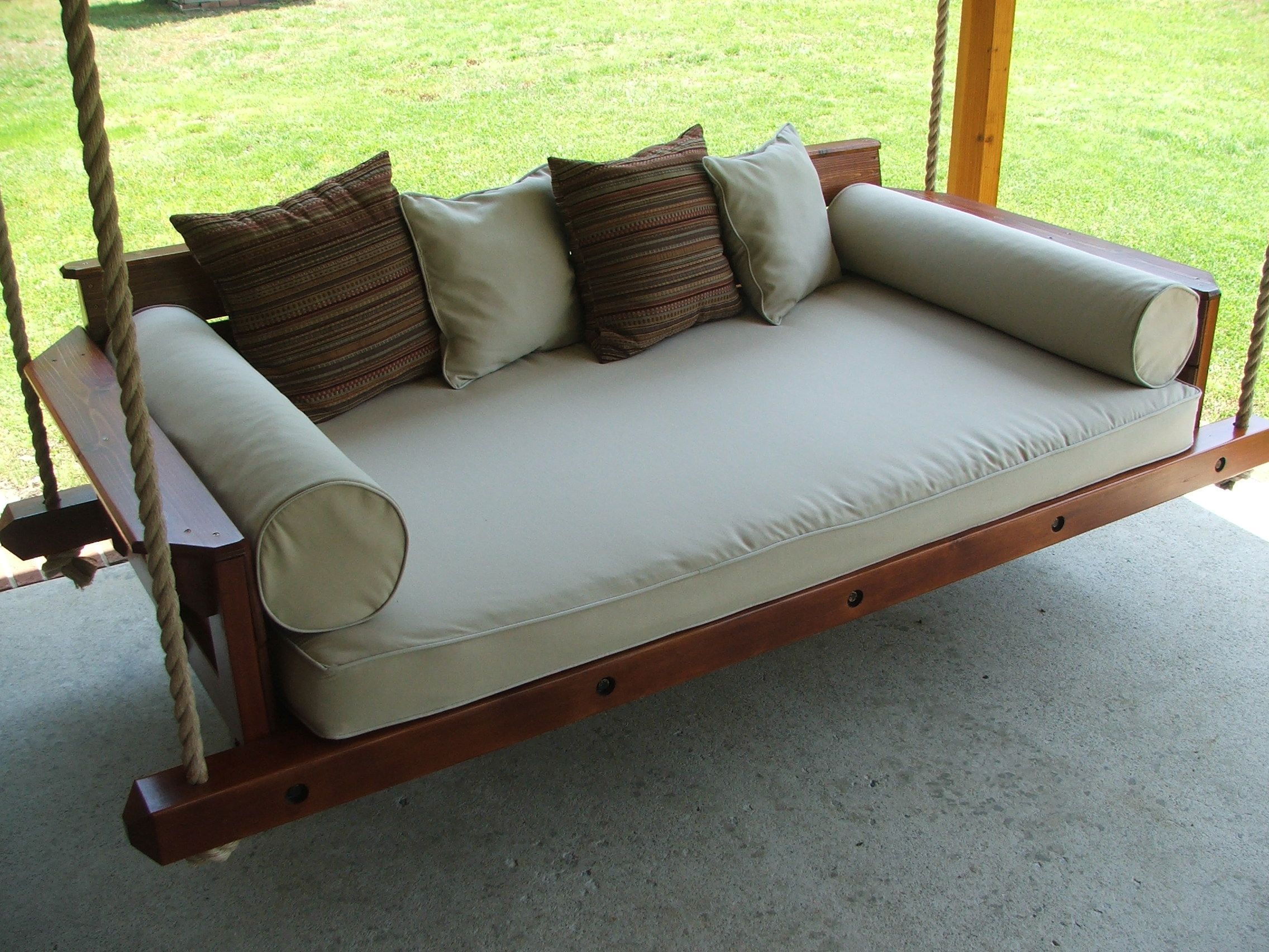Custom Rustic Porch Bed Swingcarolina Porch Swings Throughout Hanging Daybed Rope Porch Swings (View 11 of 25)