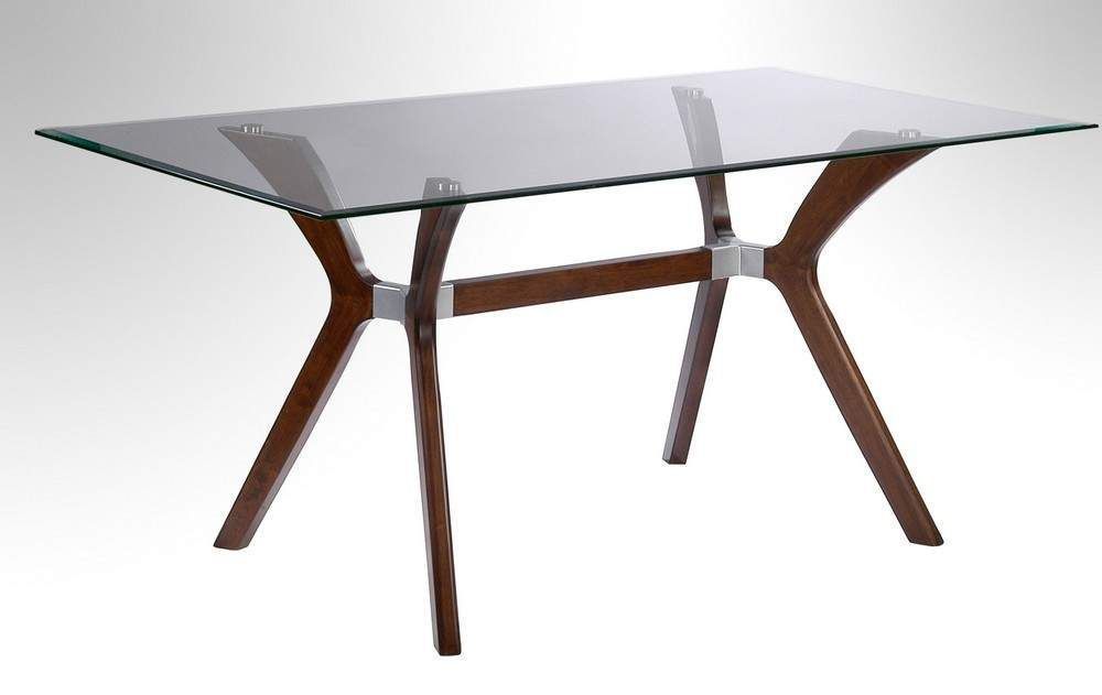 Dark Walnut Dining Table With Tempered Rectangular Glass Top With Rectangular Glasstop Dining Tables (View 5 of 25)