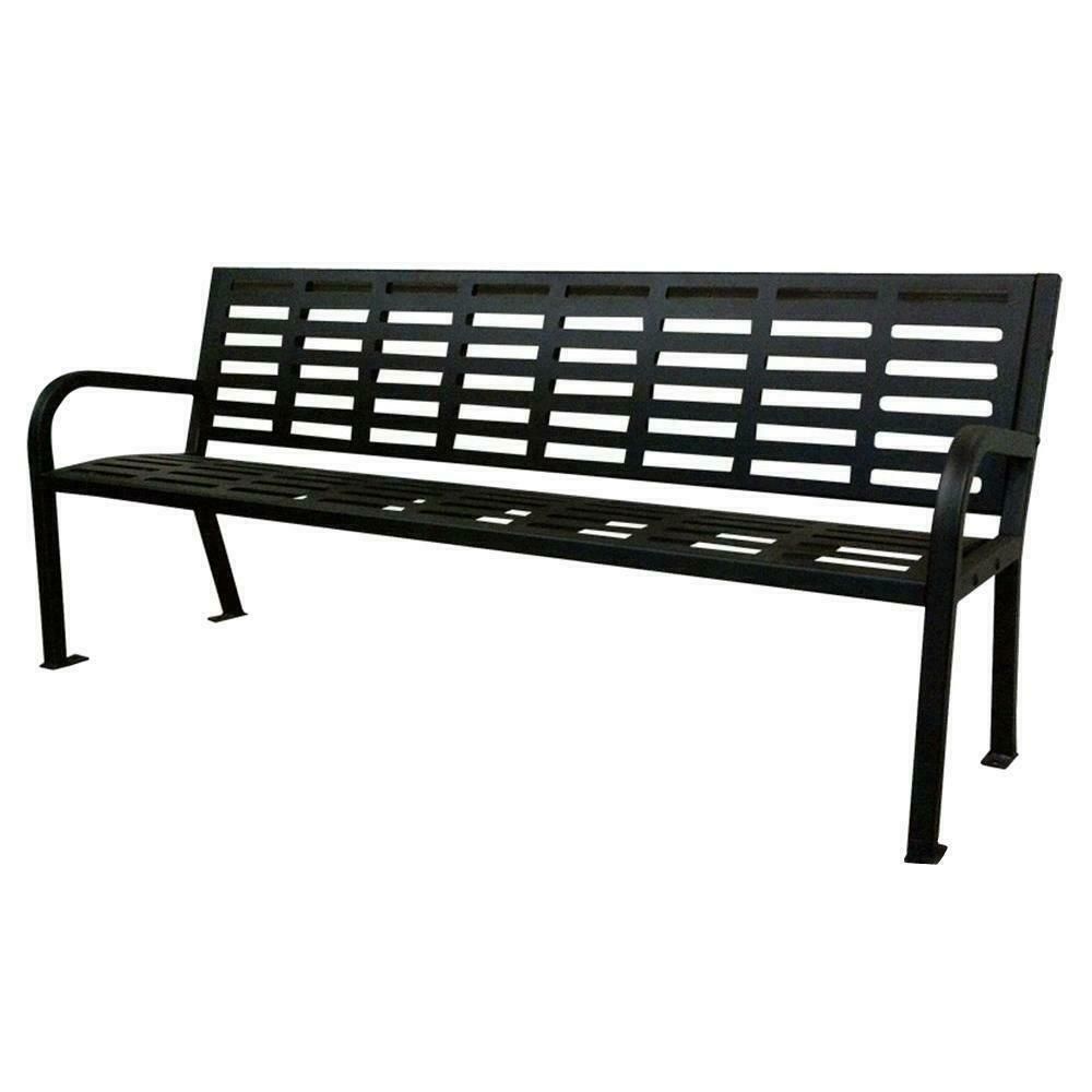 Details About Park Bench Metal Steel Durable Powder Coated Heavy Duty Rust  Resistant Sturdy Inside Black Steel Patio Swing Glider Benches Powder Coated (View 17 of 25)