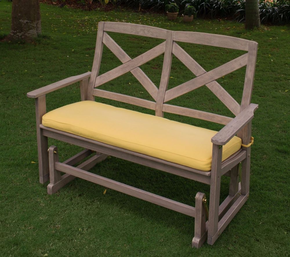 Details About Patio Wood Glider Bench Outdoor Furniture Pertaining To Rocking Glider Benches With Cushions (Photo 7 of 25)