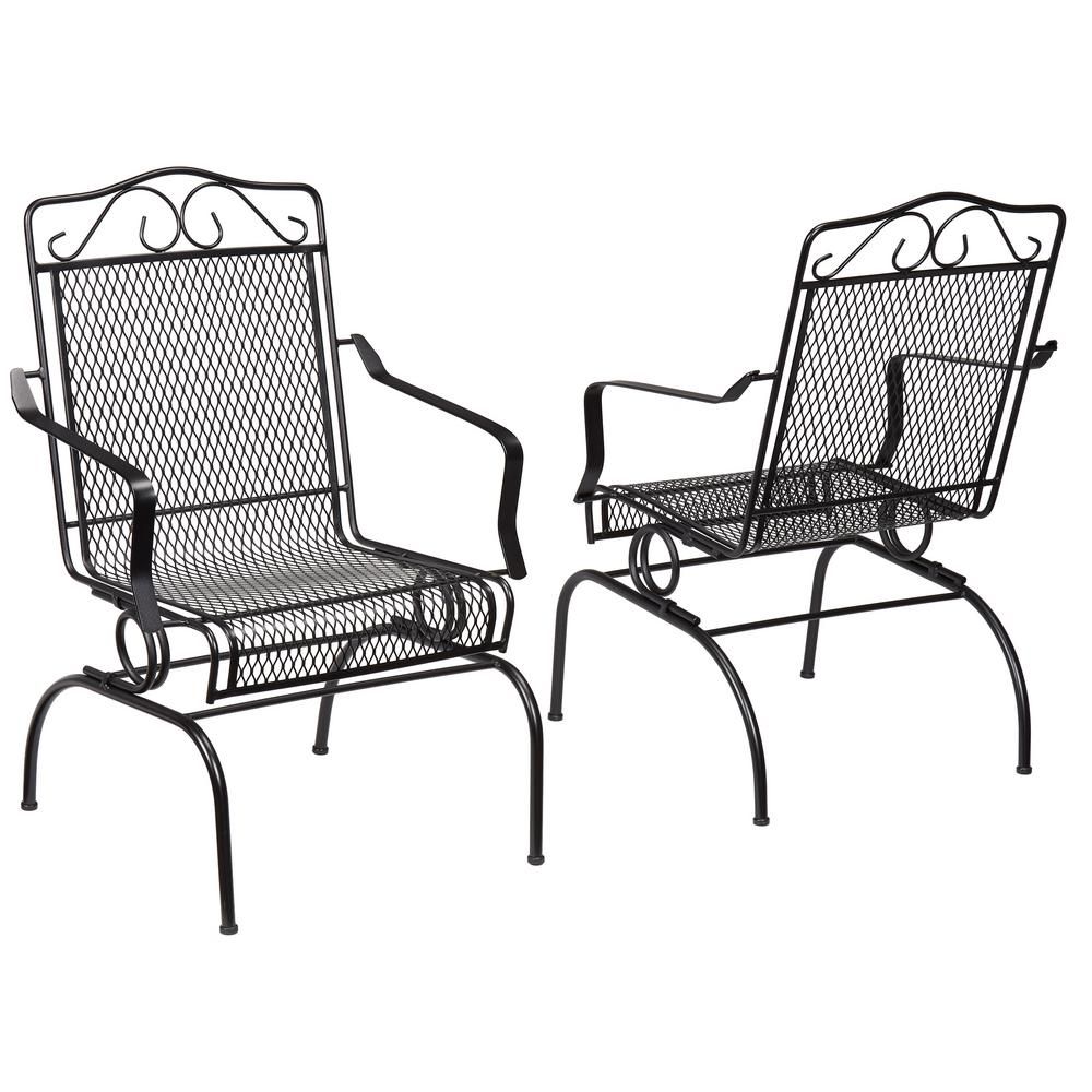 Details About Rocking Metal Outdoor Dining Chair Steel Frame Durable  Weather Resistant Black Throughout Outdoor Swing Glider Chairs With Powder Coated Steel Frame (View 4 of 25)
