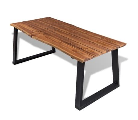 Details About Vidaxl Solid Acacia Wood Dining Table W/ An Oil Finish Top  Metal Legs  (View 24 of 25)