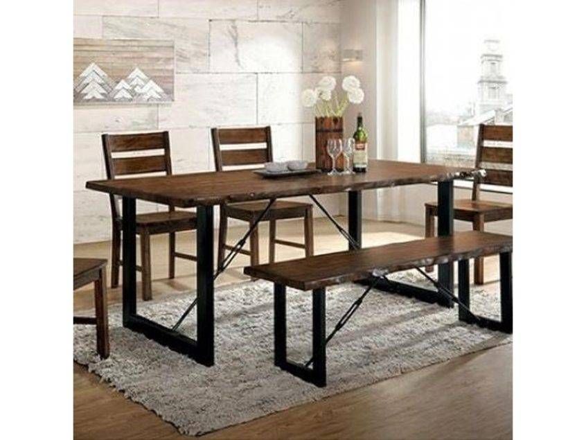 Dining Table Industrial Room Round Style Chairs And Bench For Large Rustic Look Dining Tables (Photo 12 of 25)
