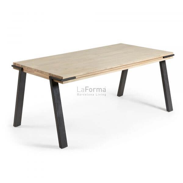 Disset 200 X 95 Dining Table In Solid Acacia Timber W/ Black Metal Legs Throughout Acacia Dining Tables With Black Legs (View 17 of 25)