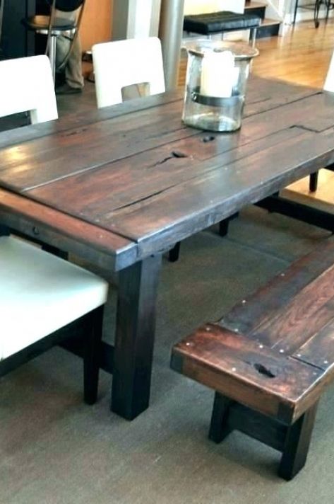 Distressed Wood Dining Table – Saltandblues Intended For Large Rustic Look Dining Tables (Photo 24 of 25)