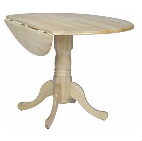 Drop Leaf Round Pedestal Dining Table – 6 Available Finishes Throughout Unfinished Drop Leaf Casual Dining Tables (View 3 of 25)