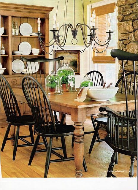 Ethan Allen Farmhouse Table And Black Windsor Chairs (View 14 of 25)