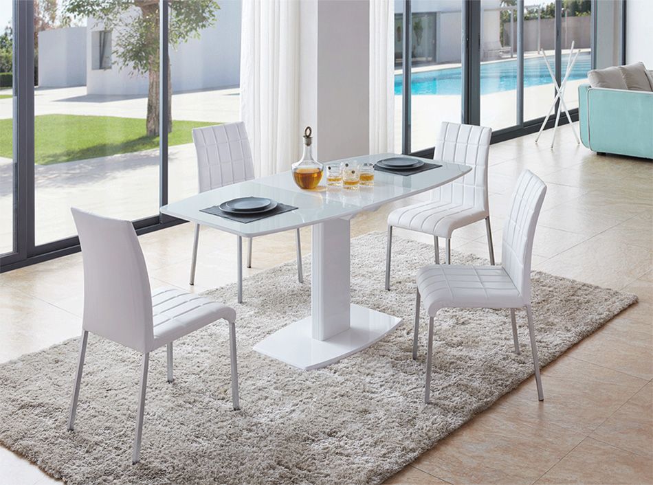 Extendable Glass Dining Table Ef 2396 In Modern Glass Top Extension Dining Tables In Matte Black (View 14 of 25)