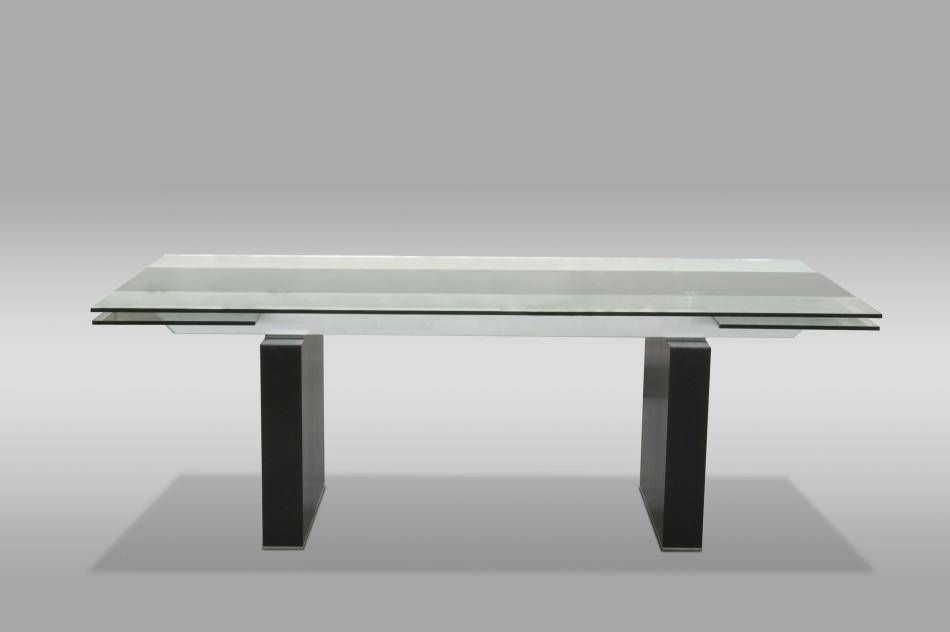 Extendable Glass Top Dining Table Vig Modrest Lisbon Modern Inside Modern Glass Top Extension Dining Tables In Stainless (View 17 of 25)
