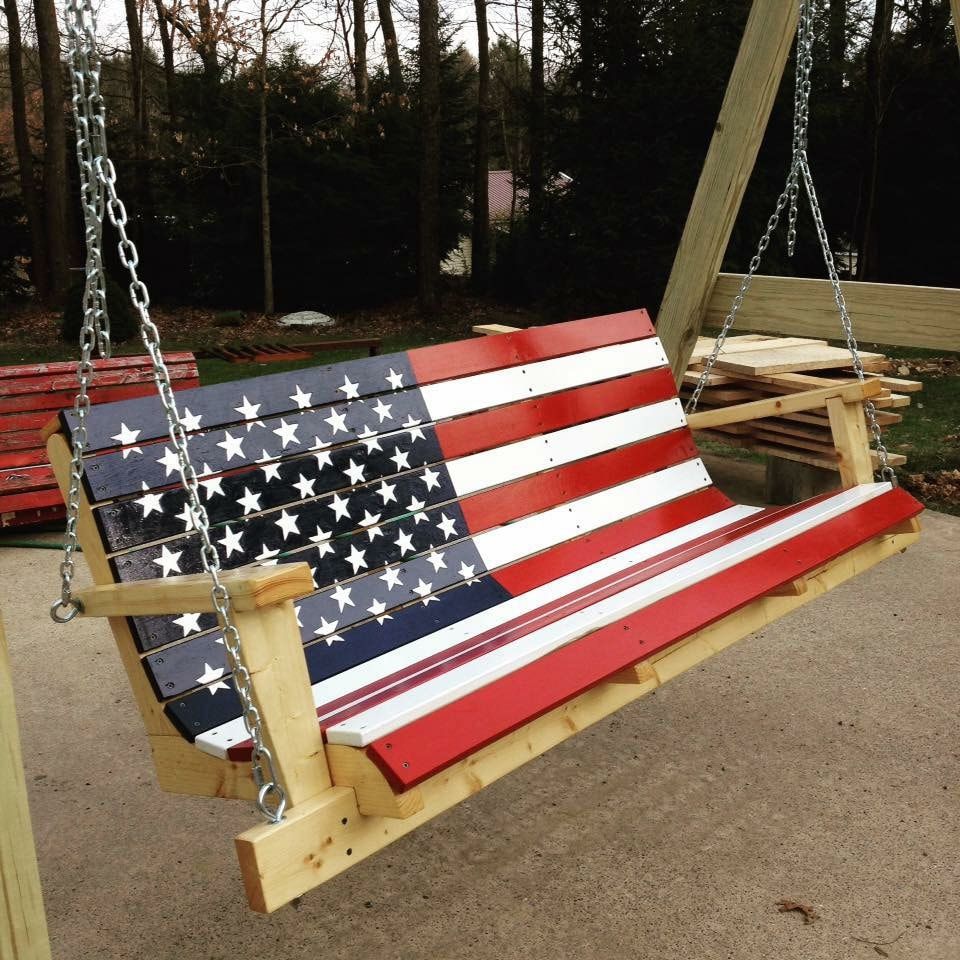 Flag & Custom Swings – Davis Porch Swings Throughout American Flag Porch Swings (Photo 2 of 25)
