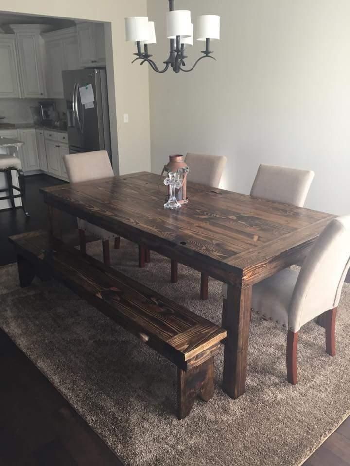 For Sale: Rustic Farm Style Wood Dining Table Furniture In Distressed Walnut And Black Finish Wood Modern Country Dining Tables (View 1 of 25)