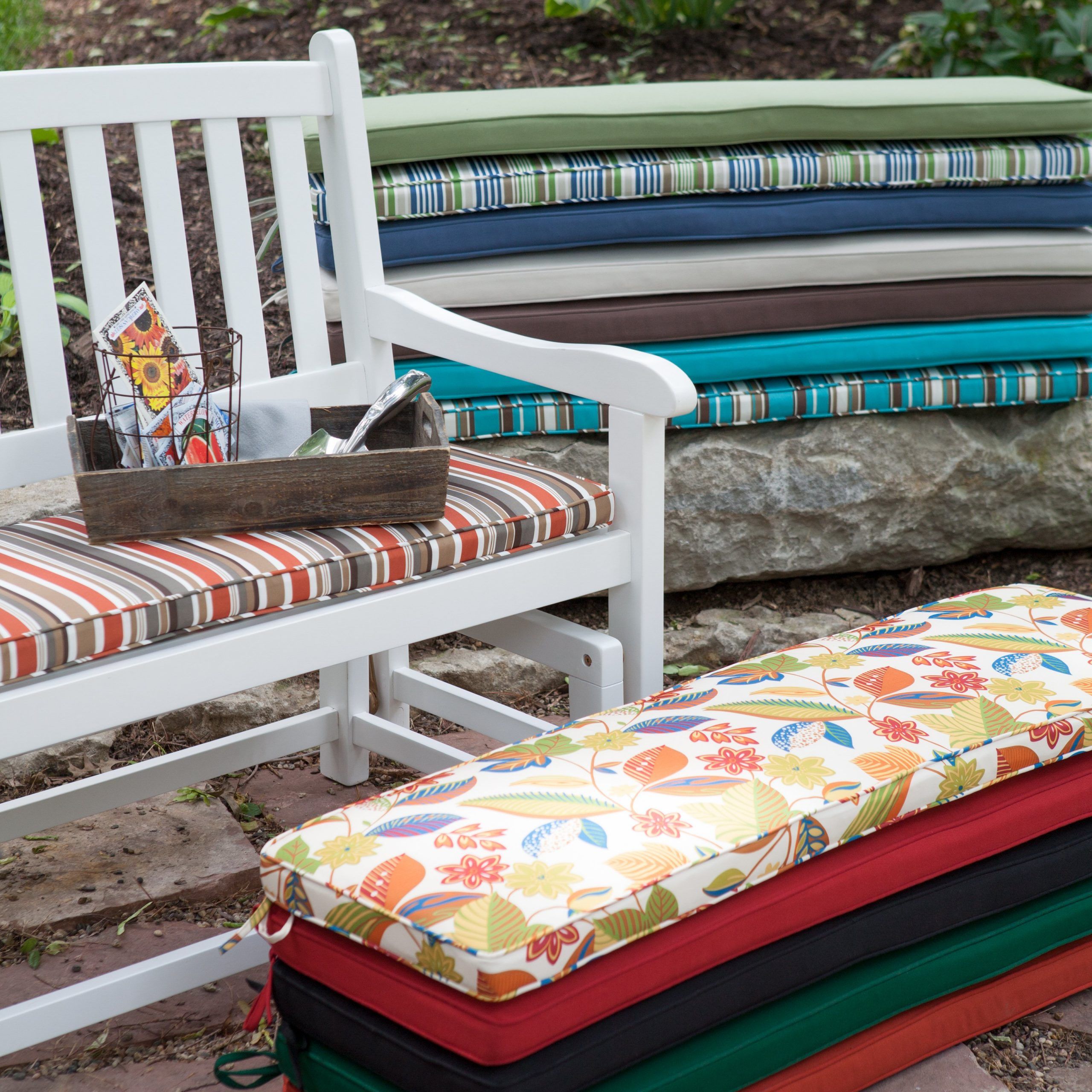 Furniture: Alluring Design Of Porch Glider For Outdoor With Rocking Glider Benches With Cushions (Photo 20 of 25)