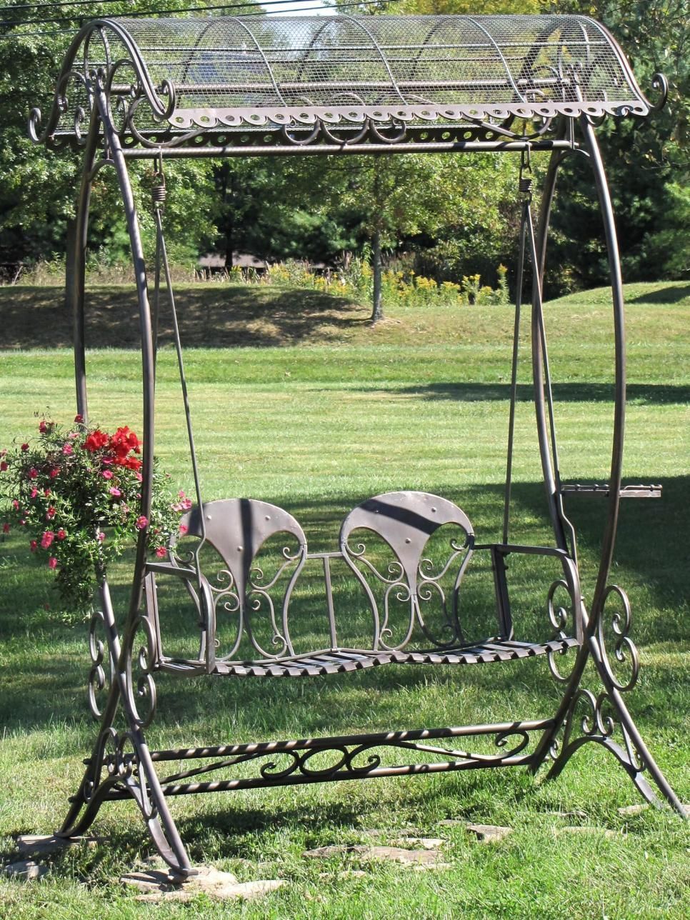 Garden Swing Design Ideas | Garden Statues, Garden, Swing Design Pertaining To 2 Person Antique Black Iron Outdoor Swings (Photo 5 of 25)