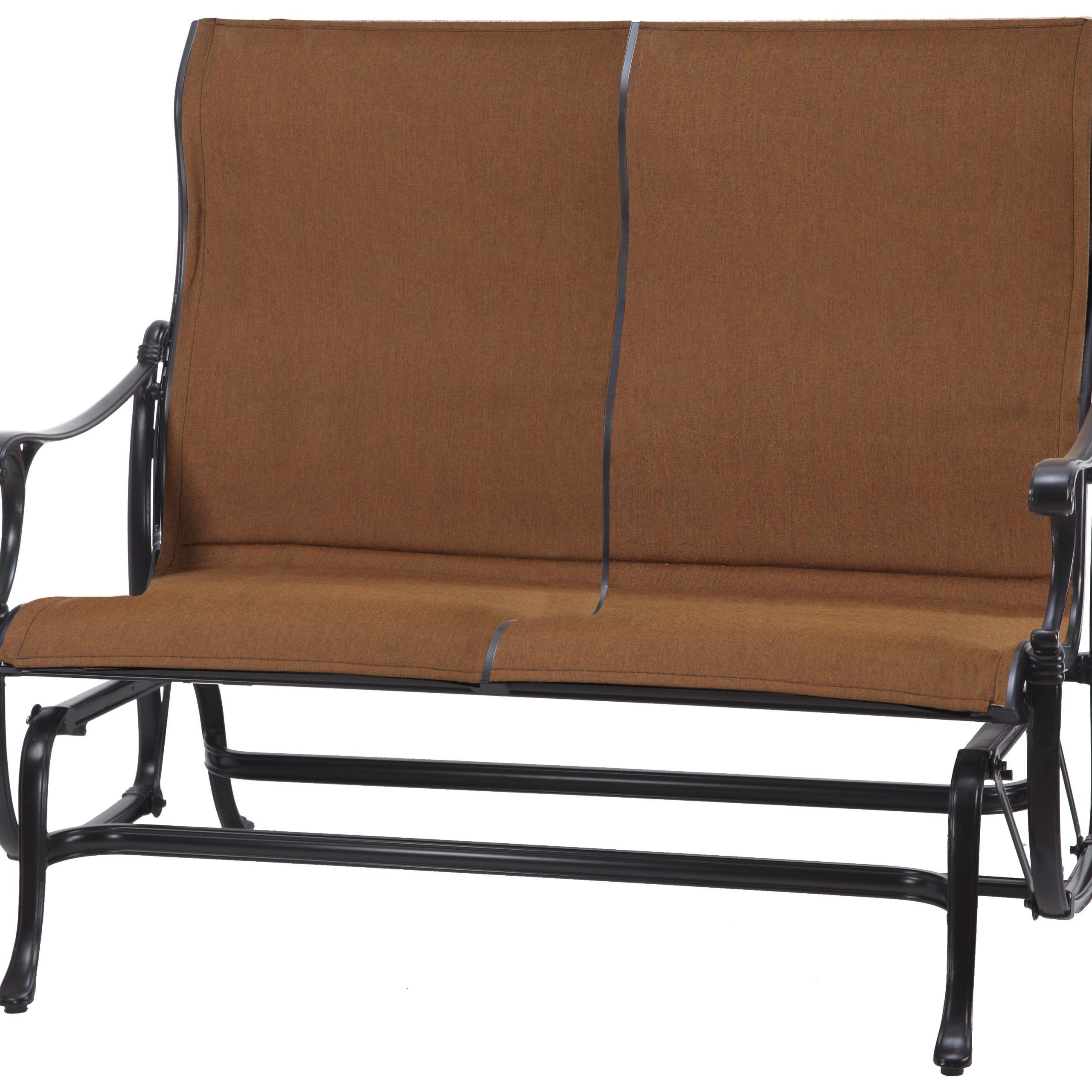 Gensun Michigan Padded Sling Cast Aluminum High Back Loveseat Glider Intended For Padded Sling Loveseats With Cushions (Photo 13 of 25)