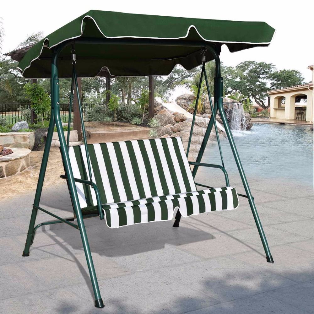 Goplus Loveseat Patio Canopy Swing Glider Hammock Cushioned Intended For Garden Leisure Outdoor Hammock Patio Canopy Rocking Chairs (View 12 of 25)