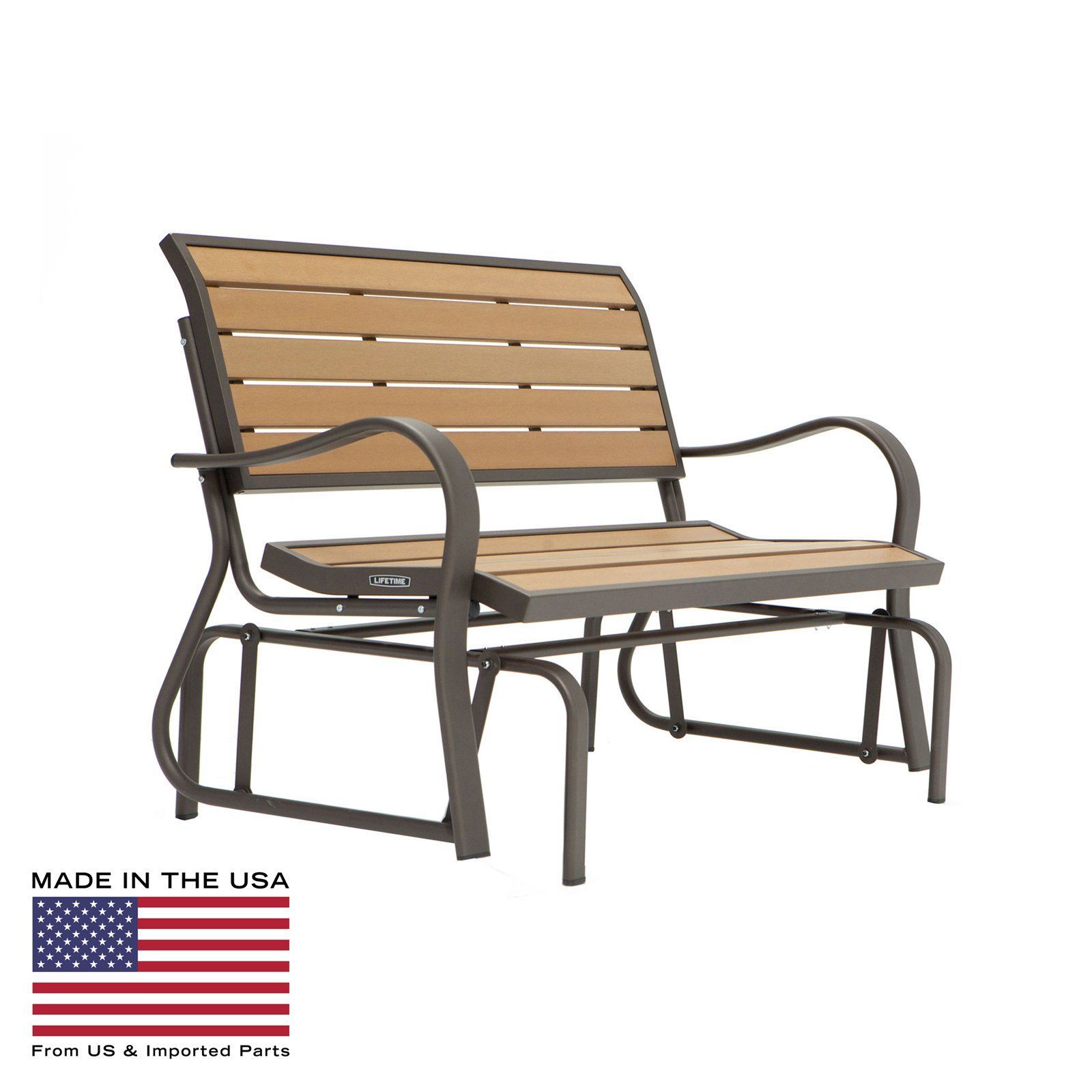 Have To Have It. Lifetime Products Wood Grain Outdoor Glider With Regard To Outdoor Patio Swing Porch Rocker Glider Benches Loveseat Garden Seat Steel (Photo 25 of 25)