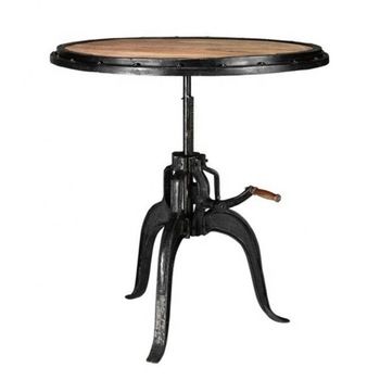Industrial & Vintage Black Rusty Cast Iron Metal Crank Jack Dining Table  With Solid Mango Wood Top – Buy Metal Round Table With Wood Top,marble Top Pertaining To Iron Dining Tables With Mango Wood (View 9 of 25)