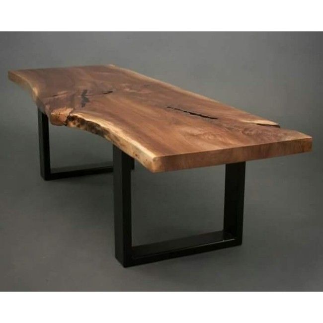 Industrial & Vintage Indian Old Acacia Live Edge Wood Top Dining Table With  Iron Legs – Buy Live Edge Wood Slab Tables,metal Leg Dining Wood With Regard To Iron Wood Dining Tables With Metal Legs (Photo 3 of 25)