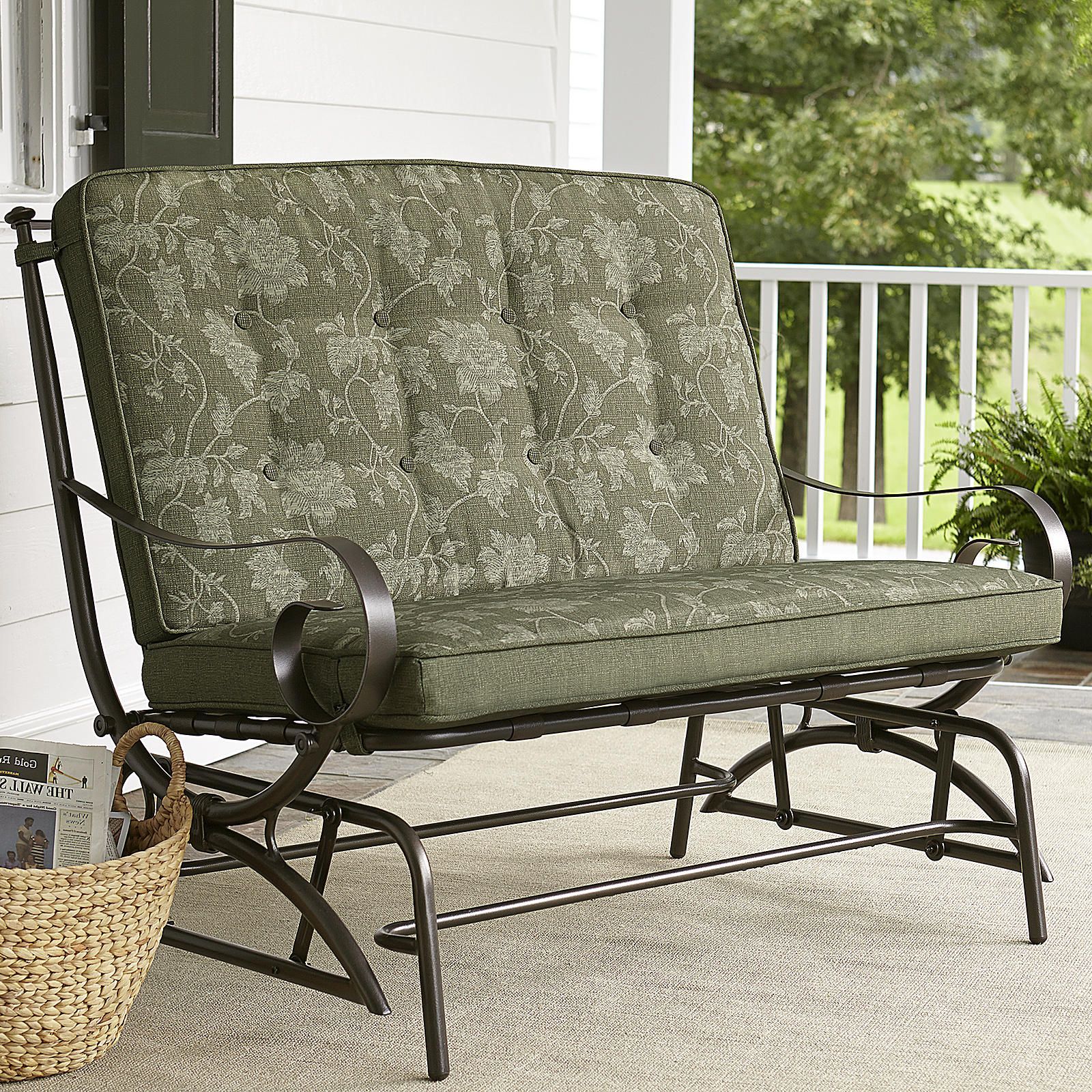 Jaclyn Smith Cora Cushion Double Glider – Outdoor Living Inside Rocking Glider Benches With Cushions (View 5 of 25)