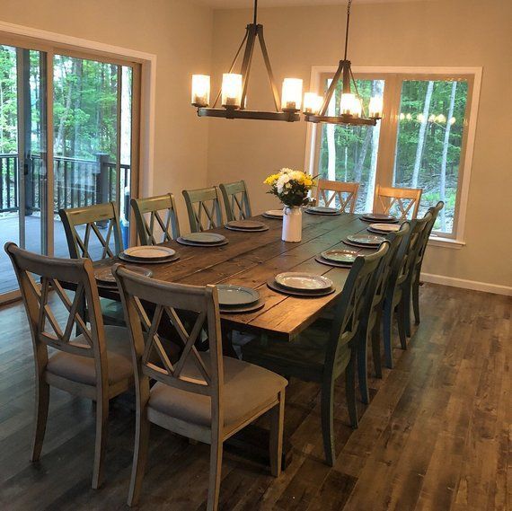 Large Farmhouse Table, Rustic Farm Table, Farmhouse Dining Within Large Rustic Look Dining Tables (View 2 of 25)