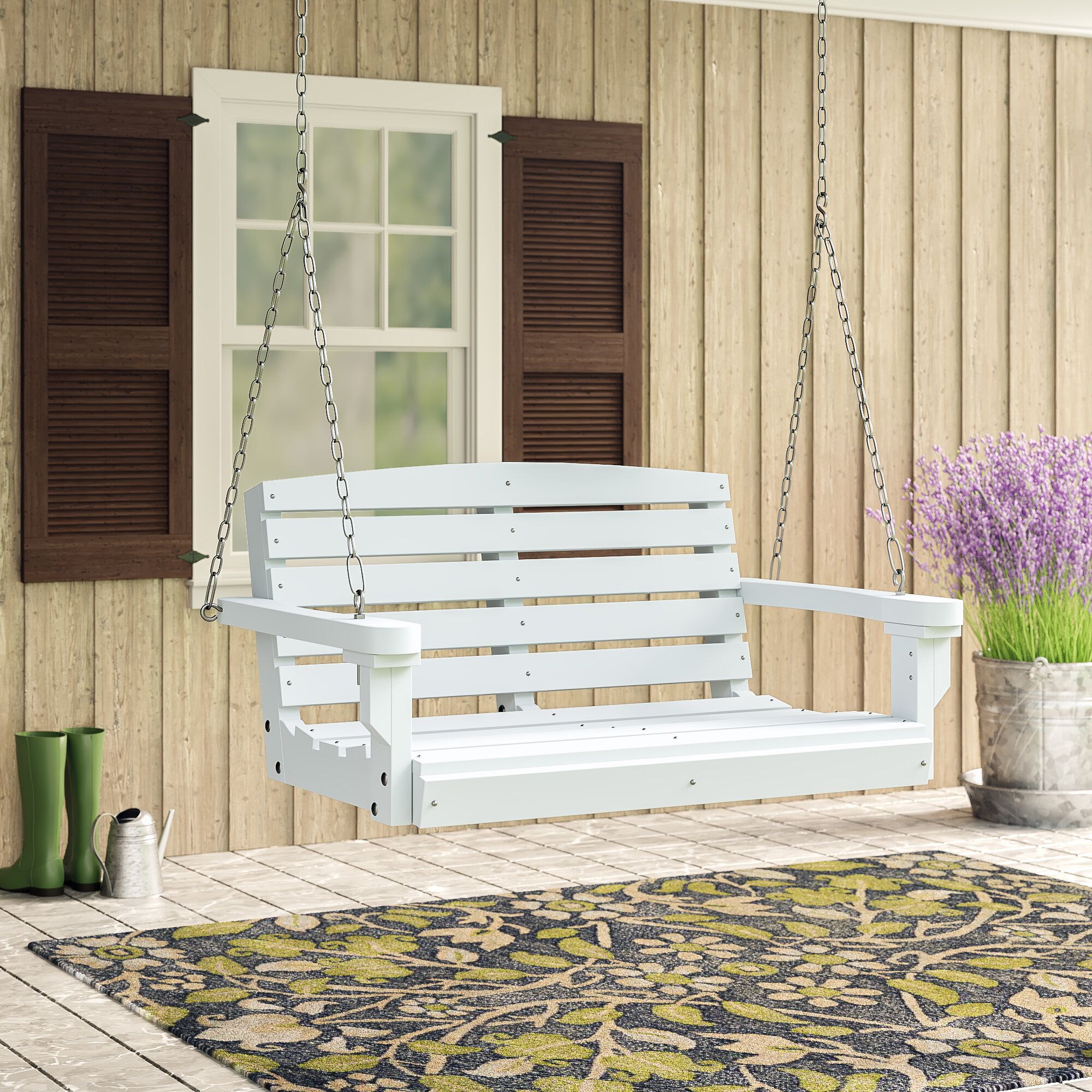 Laurel Foundry Modern Farmhouse Sawyerville Porch Swing Regarding Plain Porch Swings (Photo 10 of 25)