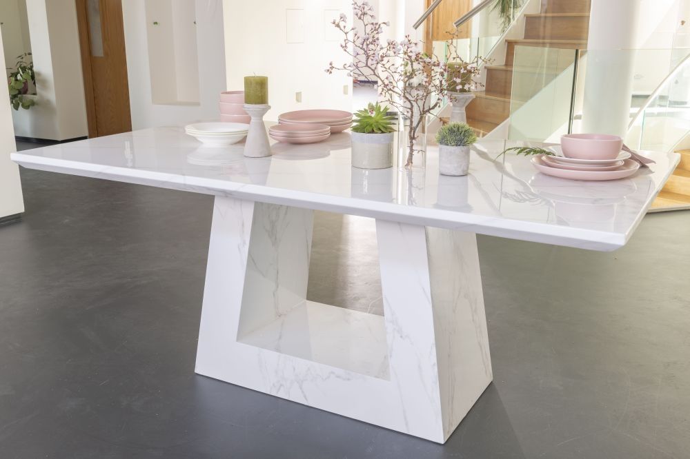 London White Marble Rectangular Dining Table Intended For Rectangular Dining Tables (Photo 8 of 25)