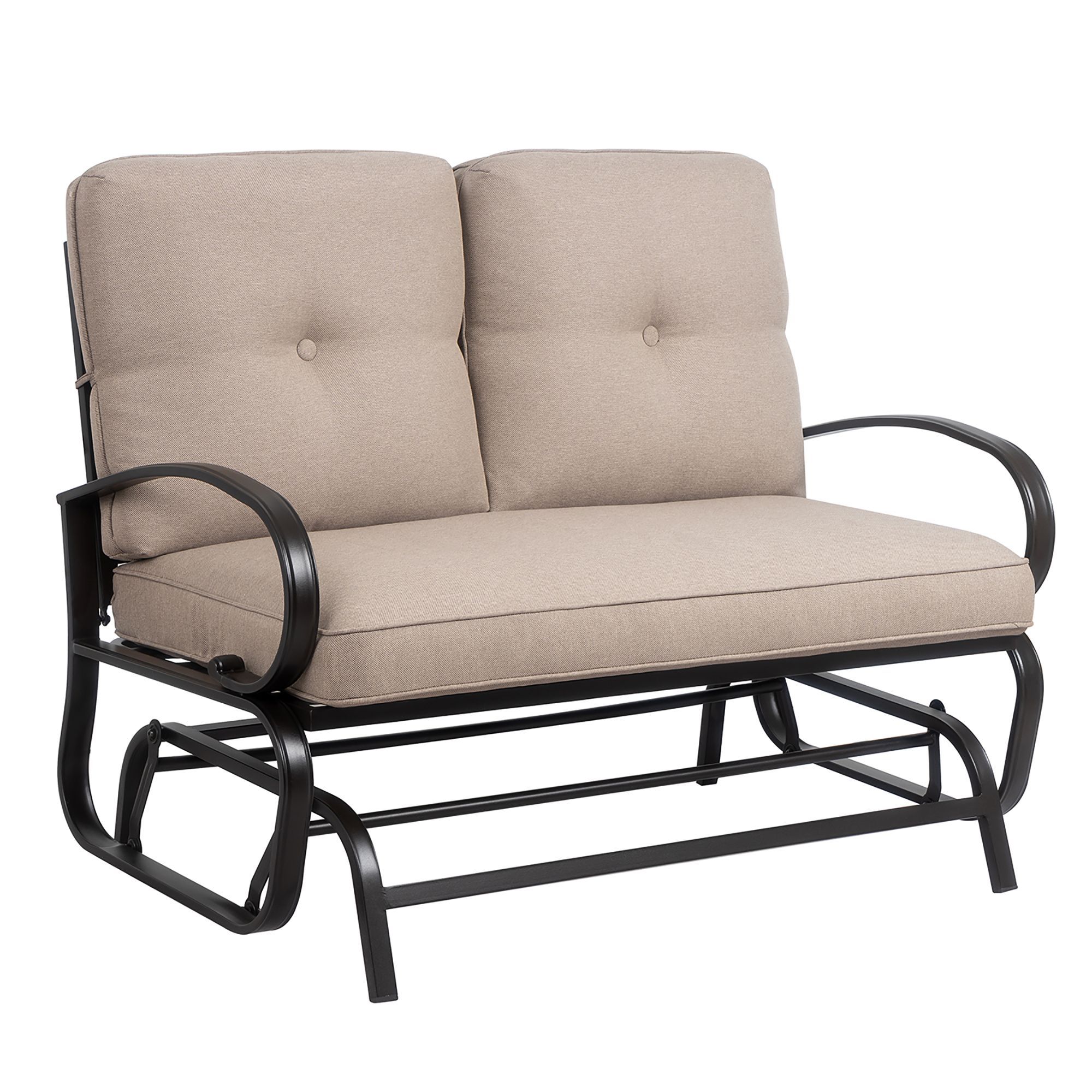 Loveseat Outdoor Patio Glider Rocking Bench,porch Furniture With Iron Grove Slatted Glider Benches (Photo 17 of 26)