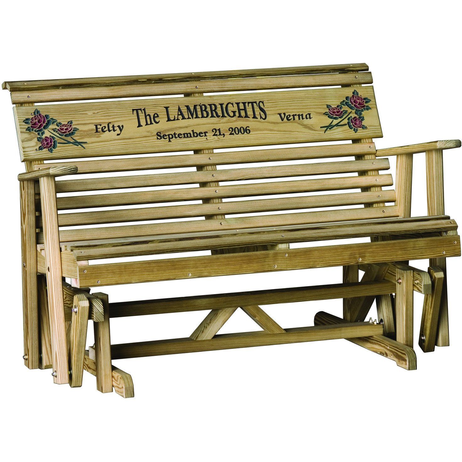 Luxcraft 4Ft. Rollback Personalized Treated Outdoor Glider Regarding Cedar Colonial Style Glider Benches (Photo 7 of 25)