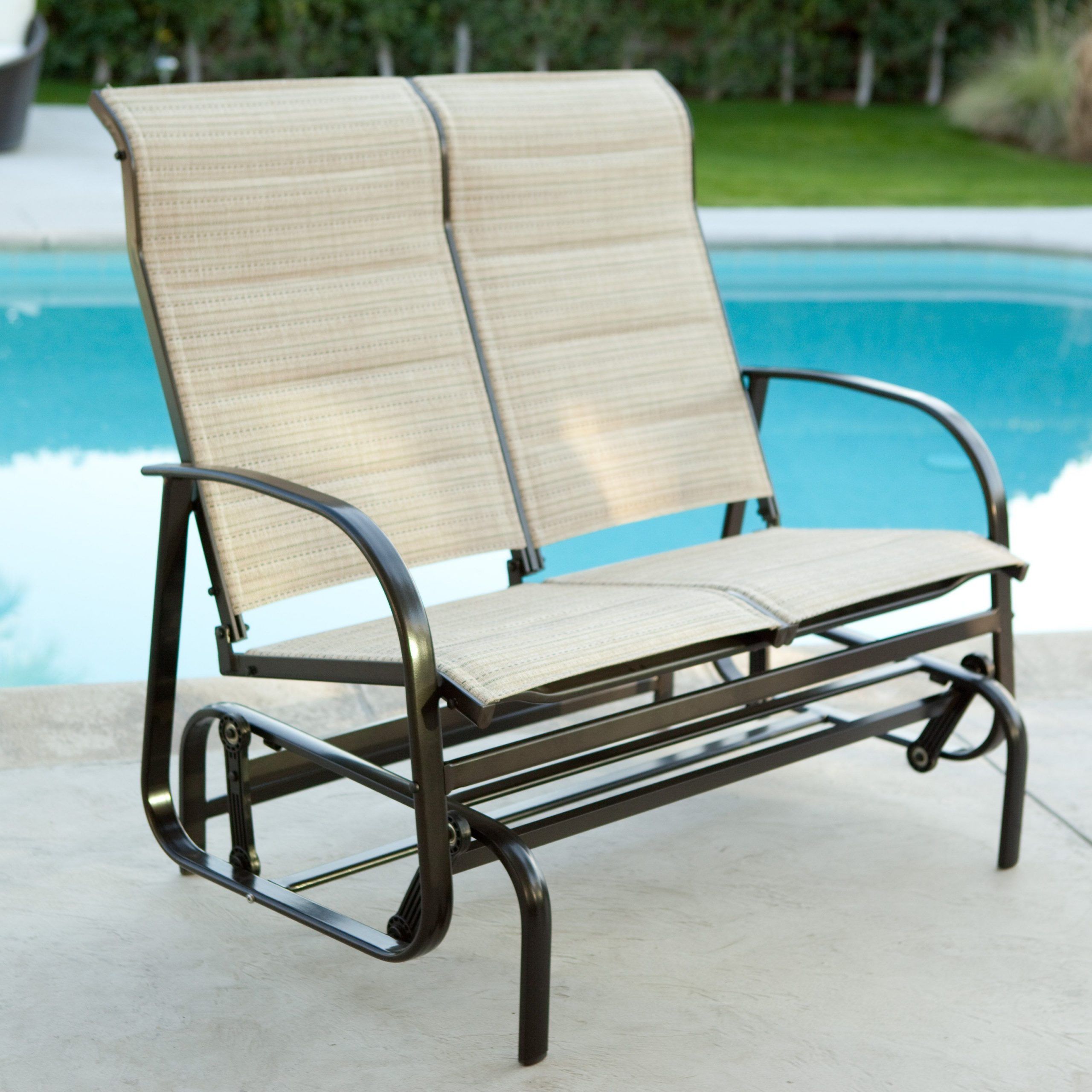 Maybe? Del Rey Padded Sling Double Glider $299.98 | Outdoor For Padded Sling Double Glider Benches (Photo 12 of 25)